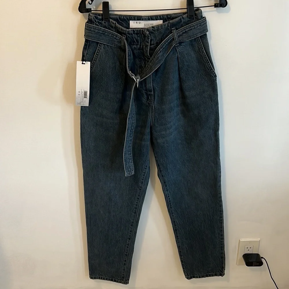 Iro Pablo Middle Gray Denim Paperbag Waist D Ring Jeans